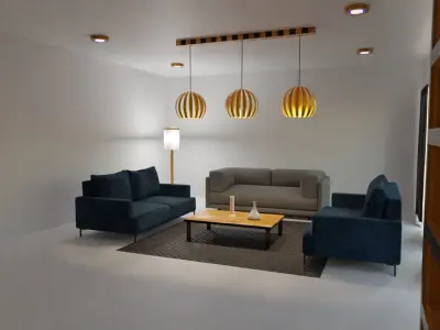Luxury Living Room  Low-poly 3D model