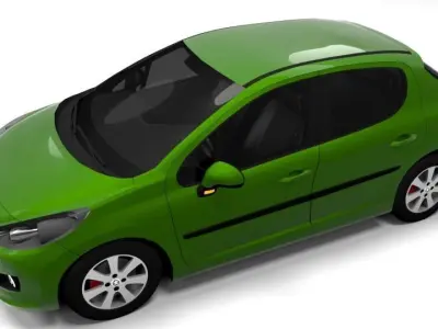PEUGEOT 207 FACELIFT LOWPOLY Low-poly 3D model