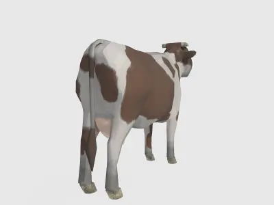  brown and white cow Low-poly 3D model