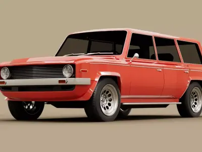4 door generic 70s truck Low-poly 3D model