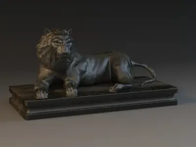 Bronze Lions bronze statues beasts big lions 3D model