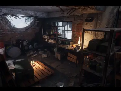 Post Apocalyptic Props Pack Unreal Engine 4 Low-poly 3D model