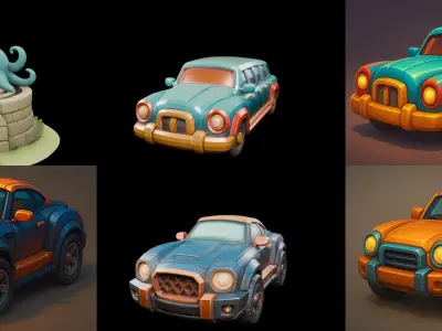 Stylized Car Advanced model bundle 18 pack 100 glb 3D model