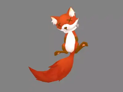 Cartoon fox doll -  hanging decoration Low-poly 3D model