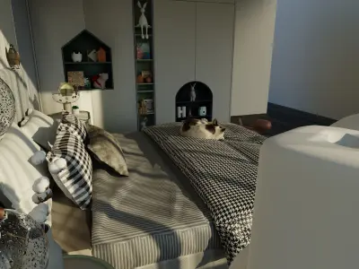 Bedroom interior astraunaut 3D model