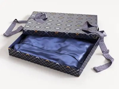 Open gift box with ribbon 3D model