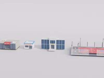 Low Poly BUildings group of Free 3D model