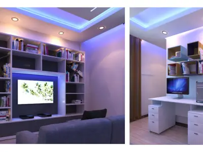 Modern apartment interior  3D Scene  Low-poly 3D model