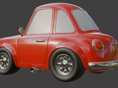 Red Cartoon Car Model 3D print model