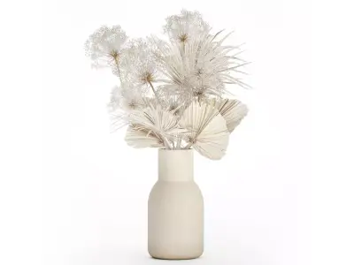 Bouquet Dried Flowers branches Hogweed Palm Leaves 548 3D model