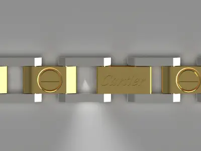Luxury two-tone Cartier bracelet model bg0019 3D print model
