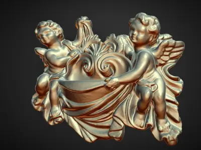 two cherubs wall decoration  moose scanned decoration 3D print model