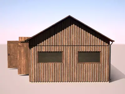 Wooden Garage for Car and Motorcycle with Small Workshop 3D model