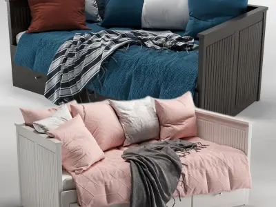 Hemnes daybed with bedding 3D model