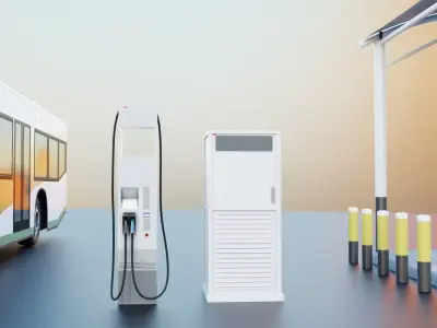 Unbranded Electric Bus- Pack 3D model