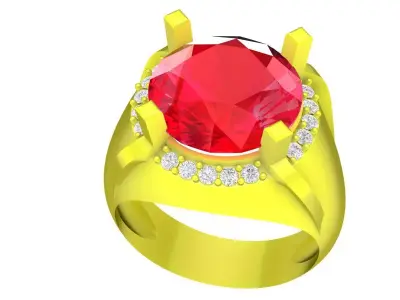 Luxury Round Cut Ruby Halo Ring Design 5011 3D print model