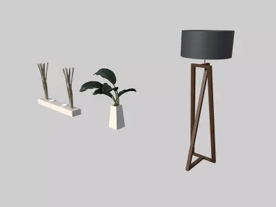 Modern Floor and Lamp Low-poly 3D model