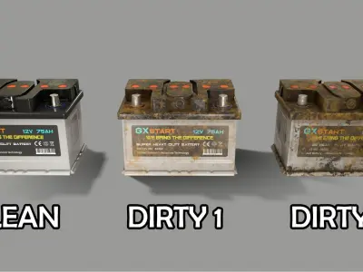 PBR Car Battery - White Low-poly 3D model