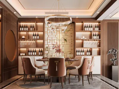 Modern Chinese family restaurant 3D model