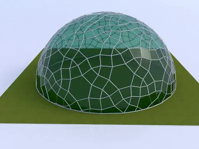 Geodesic Dome like structure with glass panels 3D model