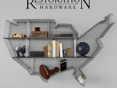 RH SHELF USA MAP ZINC 3D model