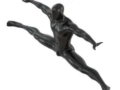 Black male mannequin sitting on a twine 61 3D model