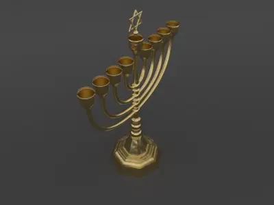 Gold menorah 3D model