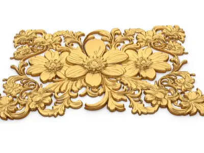   mural classic flowers decor ornament 01 3D model