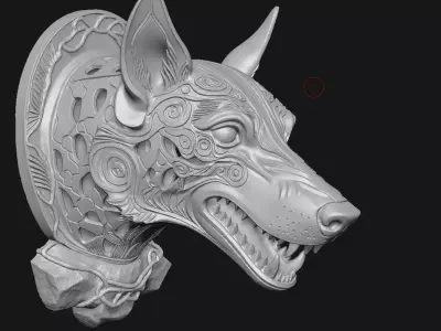 wolf sculpture 3D print model buy