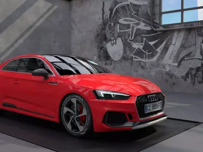 AUDI RS5 in garage Low-poly 3D model