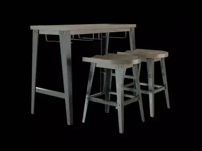 Dining Table Set-03 Low-poly 3D model