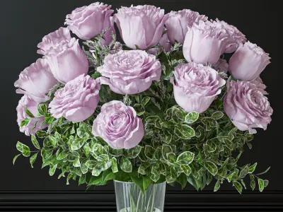 Flower Set 029 White and pink Rose 3D model