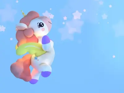 Stylized Unicorn  Pony 3d Model Rigged Low-poly 3D model