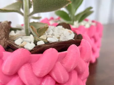 TEXTURED ROPE VASE DECORATIVE PLANT POT 3D print model