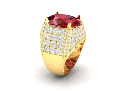 Luxury Ruby and Diamond Statement Ring for Men 184 3D print model