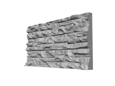 Rough Gneiss Stone Wall Segment 3D model