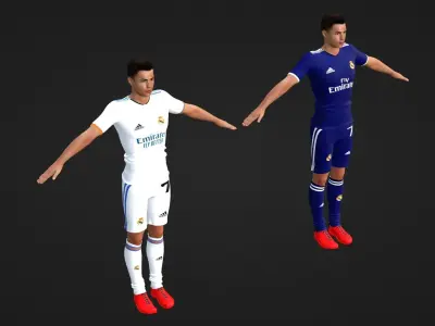 Cristiano Ronaldo - Real Madrid - Two Models Low-poly 3D model