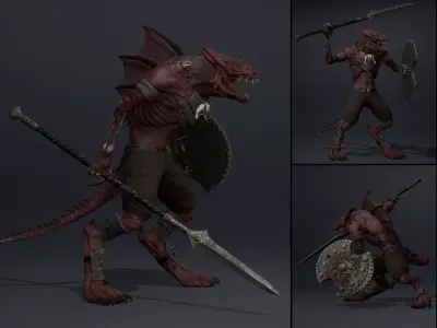 Mist Spearman Damaged Low-poly 3D model