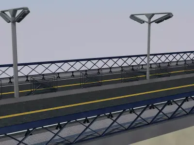 Road bridge-Ready for game Low-poly 3D model