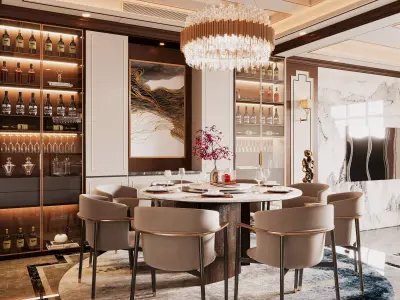 Modern Chinese family restaurant 3D model