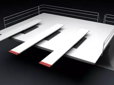 3 Meter 10 Feet Triple Springboard Diving Platform 3D model