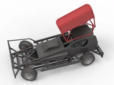 BriSCA Formula 1 Stock Car for Dirt while turning Scale 1 to 25 3D print model