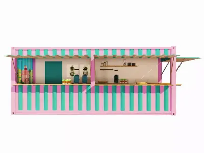 V1 Mobile shipping container restaurant Container Cafe 3D model