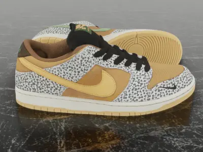 NIKE SB DUNK LOW SAFARI 3D SHOES Low-poly 3D model