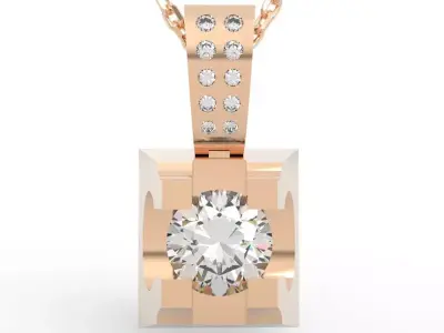 Elite Art Deco Diamond Pendant Necklace 3D print model