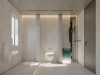 modern dressing and bathroom 3D model