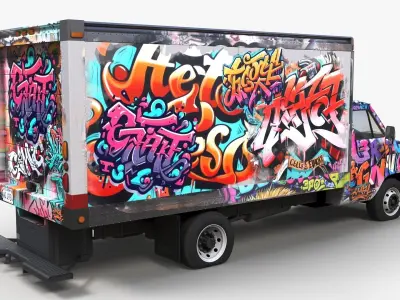 Graffiti truck Low-poly 3D model