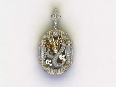Dragon Pendant with round diamond new release 2021  3D model