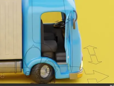 Stylized Cartoon Truck - Fully rigged 3D model