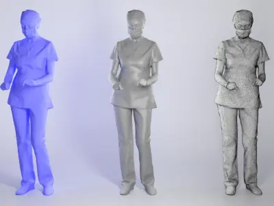 Surgical female doctor working 210 Low-poly 3D model